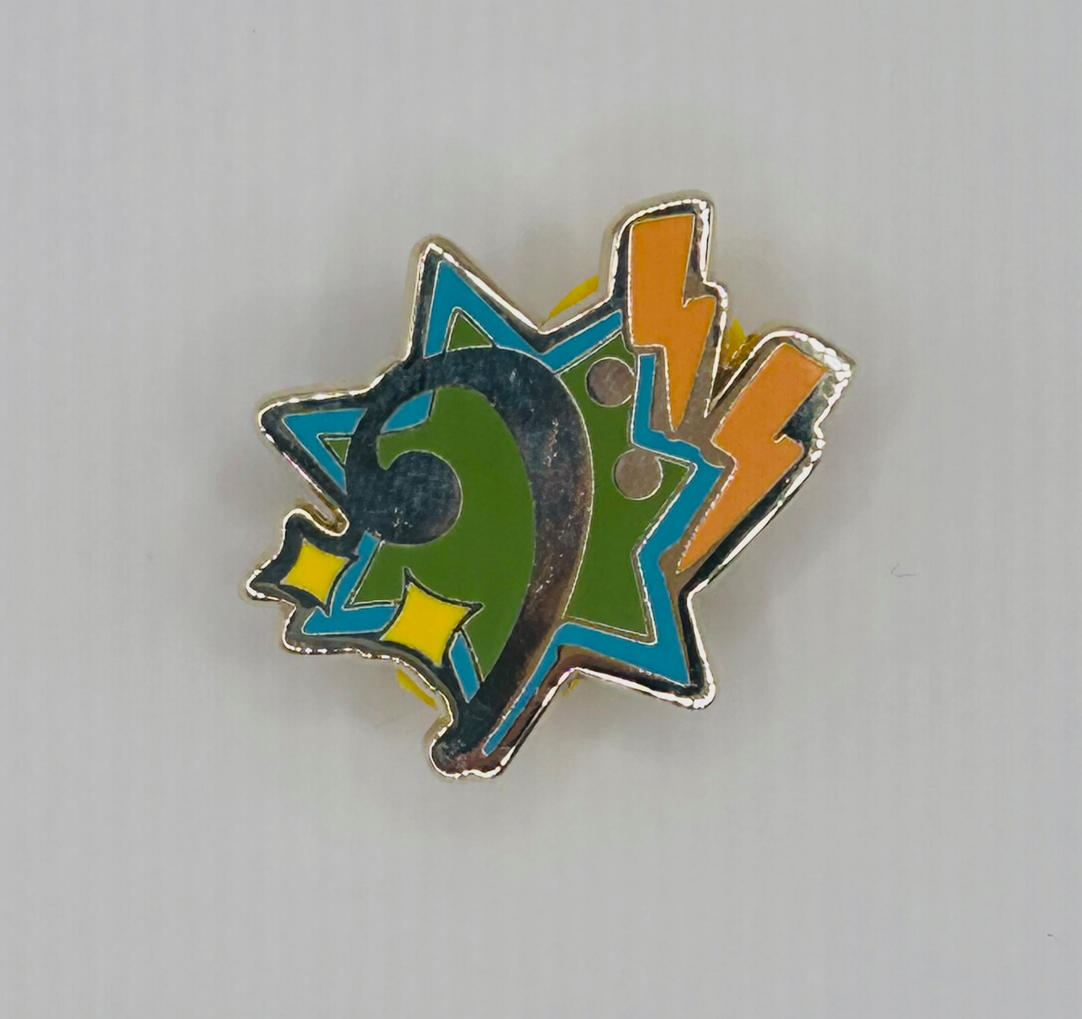 Bass Clef with star reward pin for music achievements.