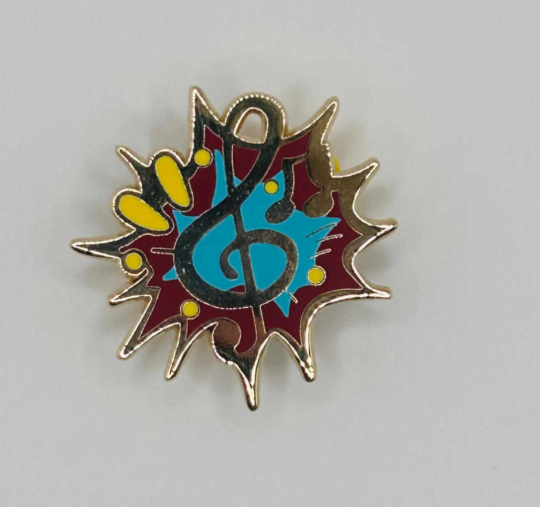 Treble clef pin for music rewards and achievement.
